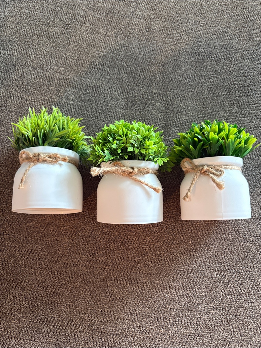Set of 11 White Planters with Lush Green Faux Plants - Picture 3 of 4